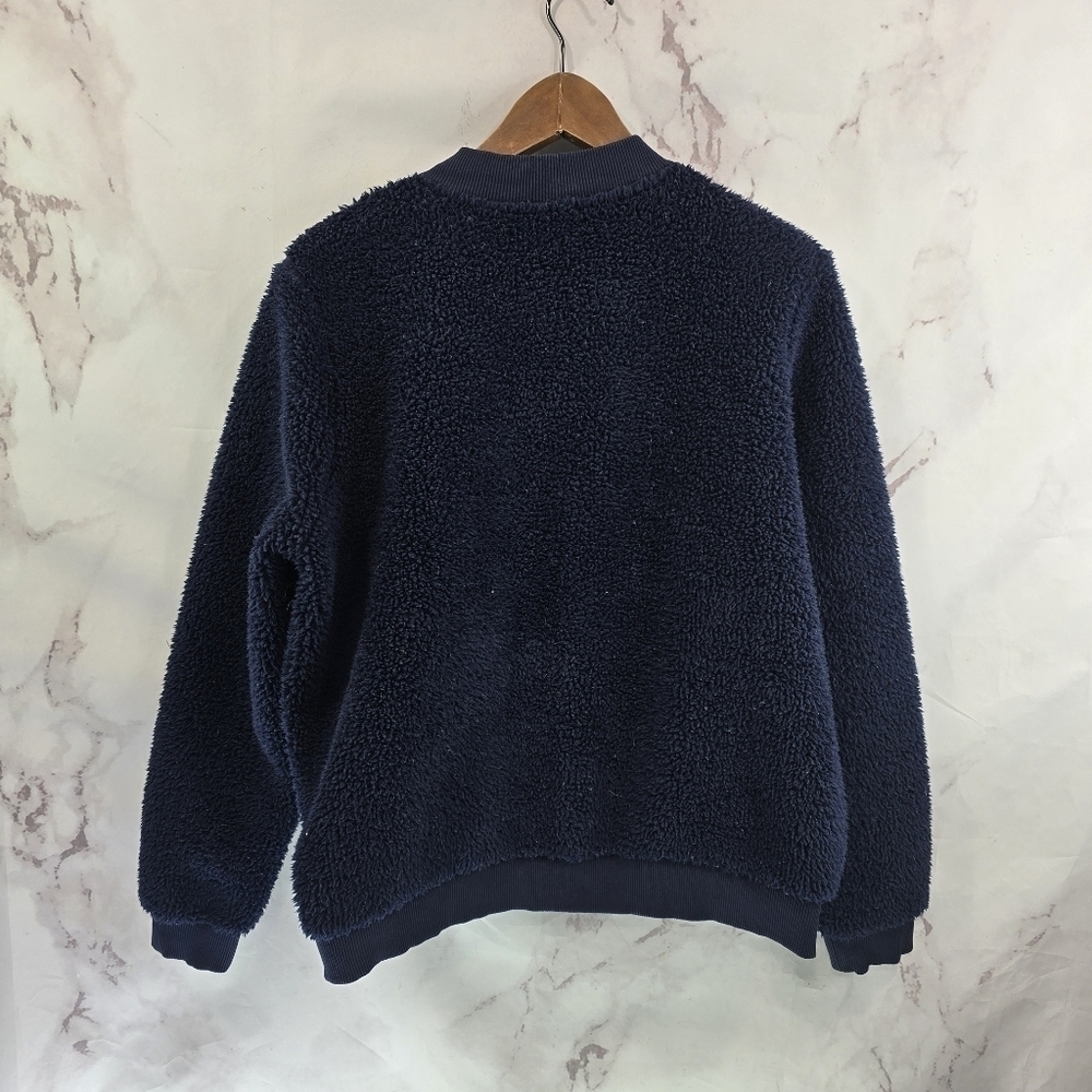 Boden Jacket Womens Large Blue Bomber Teddy Sherpa Fuzzy Navy Snuggly - Picture 7 of 15